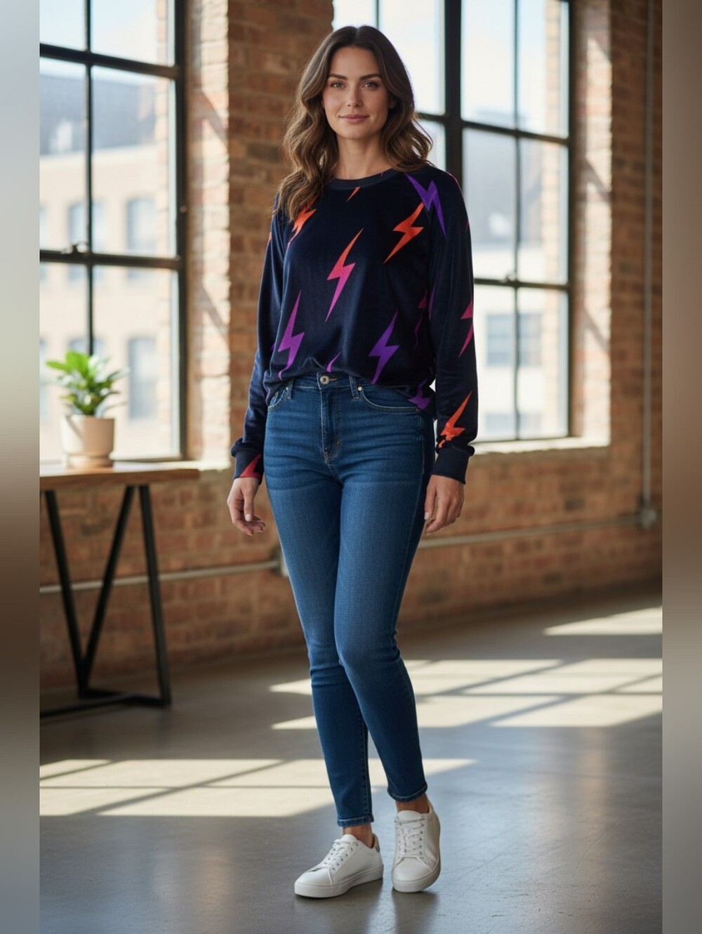 Aviator Nation Black Lightning Bolt Women's Top